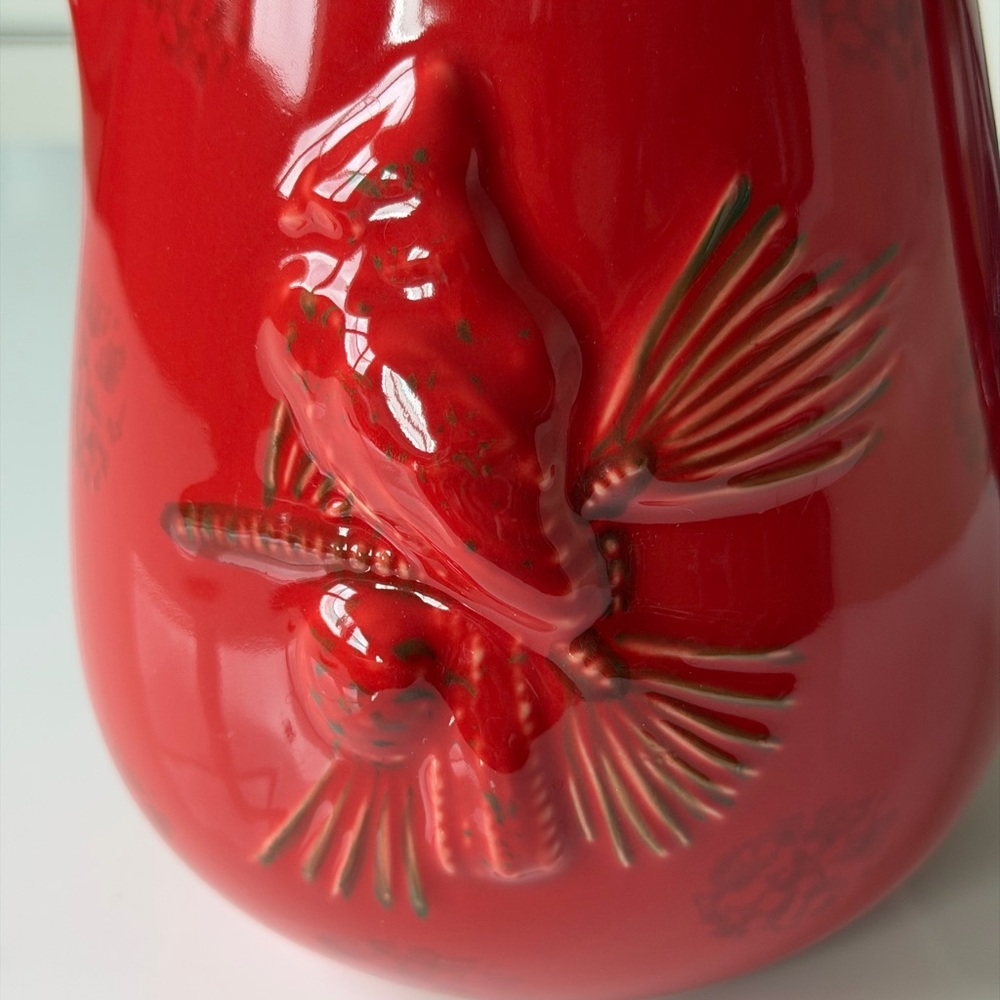 Teleflora Red Cardinal Ceramic Pitcher/Vase with Bird Design - Picture 2 of 12